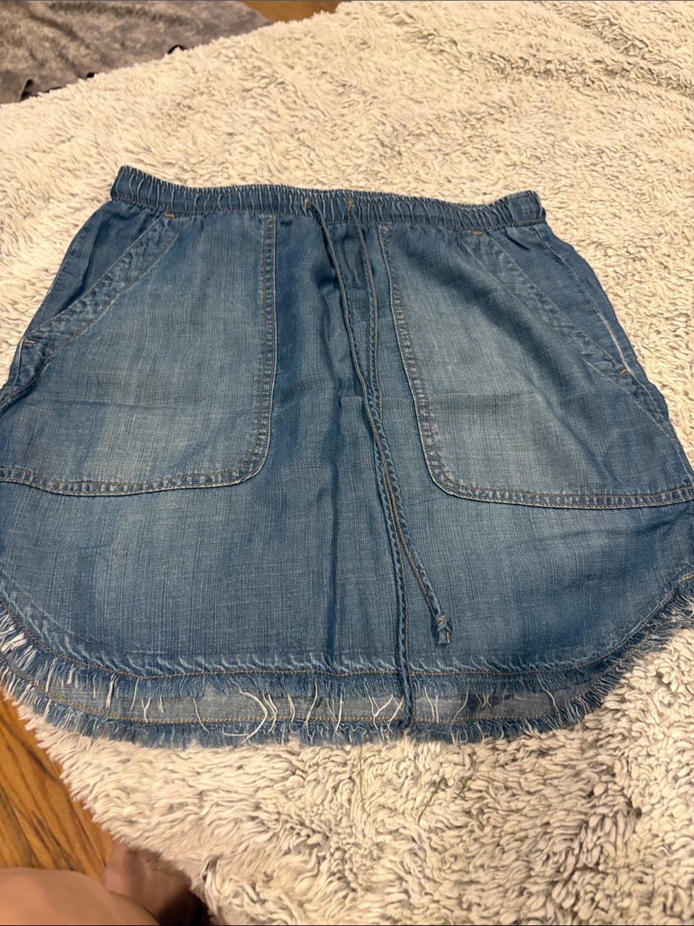 cloth & stone Blue Denim Elastic Waist Mini Skirt